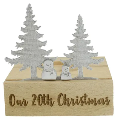 Teelichthalter Schneemann-Silhouette, 20. Weihnachten, Metall