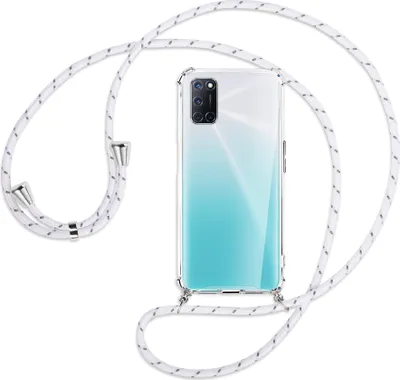 Produktbild von Handykette Backcover-Schutzhülle mit Band (Metall silberfarben) für Oppo A52 / A72 / A92 - weiß/grau