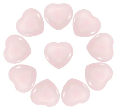 Image de Cristal en forme de cœur – 10 pièces de pierres précieuses naturelles polies – Idéal pour la méditation et pour apaiser les mains – Rose, 2,3 cm