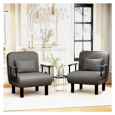 Produktbild von Schlafsessel 4 in 1 mit Bettfunktion, Gästebett, Schlafsofa mit verstellbarer Rückenlehne für Schlafzimmer, Wohnzimmer, Balkon, Dunkelgrau