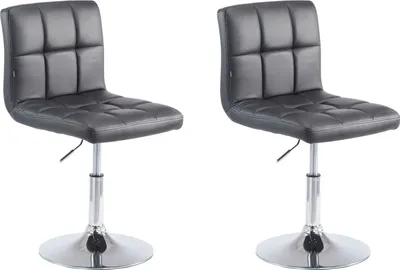 Produktbild von 2er Set Barhocker BANGKO - Kunstleder Schwarz 44x49x74 cm | Barstuhl Höhenverstellbar Mit Lehne Drehbar Tresenhocker Tresenstuhl Kneipenhocker