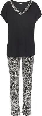 Produktbild von LASCANA Pyjama 2 -teilig schwarz-weiß gepunktet Größe 44/46