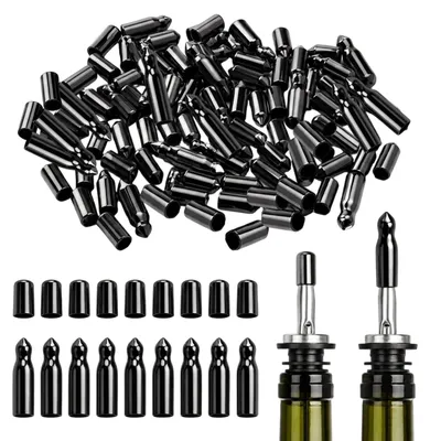 100 Gummikappen für Flaschenausgießer, schwarz, luftdicht