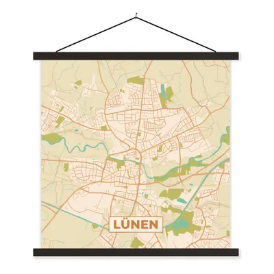 Produktbild von MuchoWow® Textilposter Stadtplan - Lünen - Stadtplan - Vintage 60x60 cm mit schwarzem Rahmen - Posteraufhänger