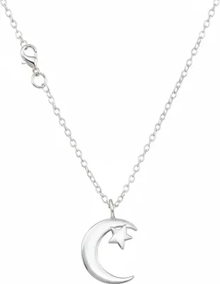 Image de Collier lune et étoile en argent