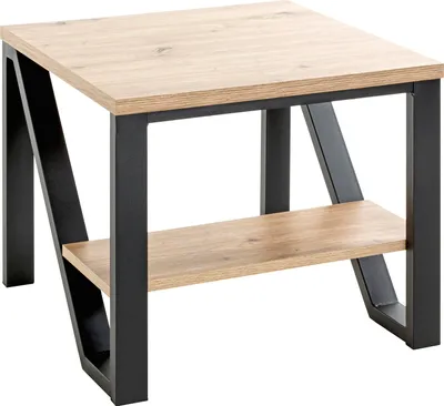 Produktbild von HAKU Beistelltisch Eiche hell, schwarz - MDF, Metall, B/H/T: 55x48x55 cm