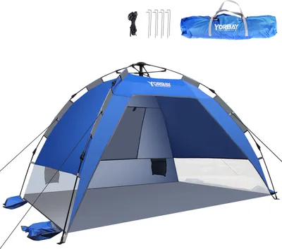 Produktbild von Yorbay Automatik-Strandzelt mit UV-Schutz 50+,Strandmuschel mit Heringen, Sandtasche und Tragetasche, für 2-3 Personen, schnell aufbauend für Familie, Strand, Garten, Camping, Anglen, Outdoors