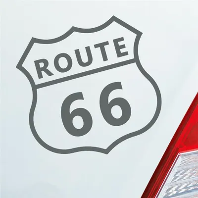 Produktbild von Auto Aufkleber Route 66 USA Bike Harley Motorrad 10x10 cm Grau Sticker Heckscheibenaufkleber