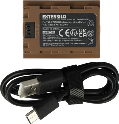 Produktbild von EXTENSILO Akku kompatibel mit Sony Alpha A7S III, A9R, A9S, A9, ILCE-6600, ILCE-6700, A7 V, A7R Mark 3 Kamera (2400 mAh, 7,2 V, Li-Ion), USB-C Buchse