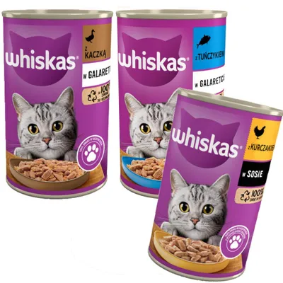 Produktbild von Whiskas Adult 3 Geschmäcker 48x400g Ente Thunfisch Huhn Feuchtfutter Für Katzen