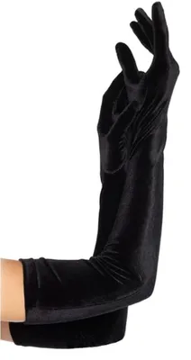 Produktbild von krautwear® Damen Handschuhe Spitze Ellenbogen Lang Abendhandschuhe Gerafft Braut Kurz Satin Schleife (Schwarz-069)