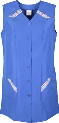 Produktbild von 7/8 Kasack kurz einfarbig Schürze ohne Arm , Größe:56, Farbe:blau