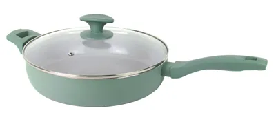 Produktbild von XL Schmorpfanne inkl. Glasdeckel Ø 28cm Keramische-Antihaftbeschichtung, Soft-Touch-Griff, für alle Herdarten auch Induktion - Grün