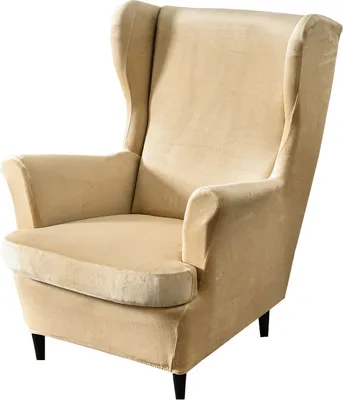 Produktbild von (Beige) Stuhlhussen, Elastischer Tigerhockerbezug aus Goldnerzsamt mit elastischer Unterseite für Wohnzimmer und Schlafzimmer