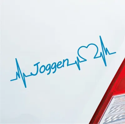 Produktbild von Auto Aufkleber Joggen Herzschlag Laufen Ausdauersport Sport Liebe 19x6 cm Hellblau Sticker Heckscheibenaufkleber