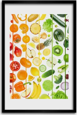 Produktbild von Bild - Bilderrahmen - 40 cm x 60 cm - MDF - Rahmen - Wandkunst - Obst und Gemüse