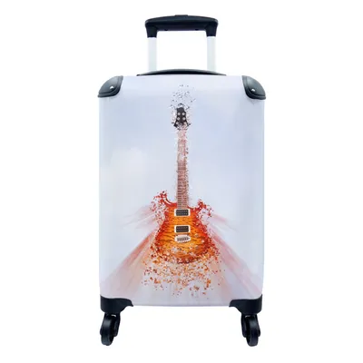 Produktbild von MuchoWow® Koffer Handgepäck Trolley Rollkoffer Kleine Reisekoffer mit 4 Rollen - Eine E-Gitarre in der Luft - Cabin Size < 55x40x23 cm & 55x40x20 cm - Fotokoffer - Kabinenkoffer - Boardgepäck - Reise-Box - Reisekoffer - Reisegepäck - Koffer mit Bild - Trolley für Kinder