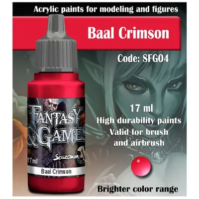 Produktbild von Acrylfarbe Baal Crimson 17ml für Miniaturen und Modelle, seidenmattes Finish, hohe Deckkraft, Tropfflasche