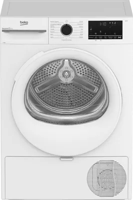 Image de Beko BMT104EW, debout, remplissage frontal, pompe à chaleur, blanc, pivotant, tactile, 127 l