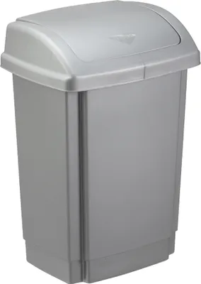 Produktbild von plast team Schwingdeckel-Abfalleimer 10 Liter silber