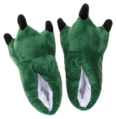 Produktbild von Dinosaurier Kuschel Hausschuhe Gr. 33 - 36 Dino Tatzen in Grün