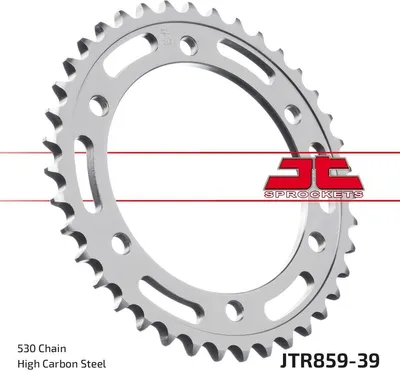 Produktbild von Kettenrad 39 Zähne Teilung 530 Typ JTR859 SILBER für Yamaha FZR FZS GTS 600 1000 / FJ XJR 1200 1300 / YZF 600 750 1000