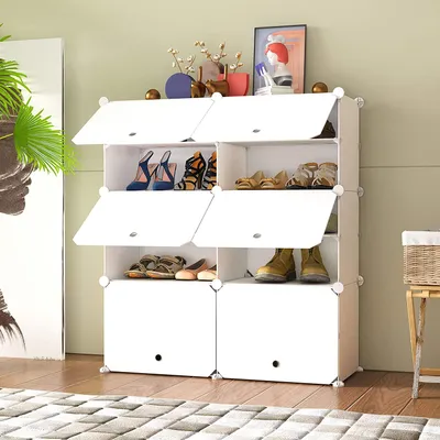 Produktbild von FCH Schuhschrank, Schuhregal, 2-reihig, 5 Ebenen, 10 Fächer, DIY Baukastensystem, Stecktrennwand, Modular Schuhschrank, 72*32*92cm, weiß