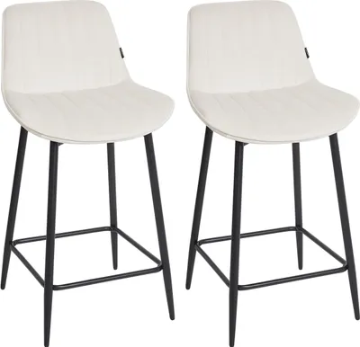 Obrázek produktu pro BELIANI Sada 2 barových židlí světle béžové sametové čalounění ocelová podnož s podnožkou moderní design