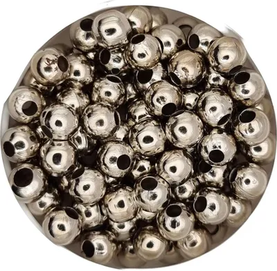 Obrázok produktu pre Kovové korálky s veľkým otvorom 4 mm, približne 100 kusov, strieborná farba