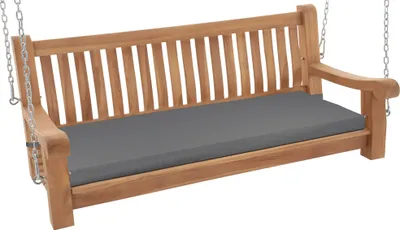 Produktbild von Wetterbeständige Garten Schaukelbank aus Teakholz mit 8 cm Sitzkissen