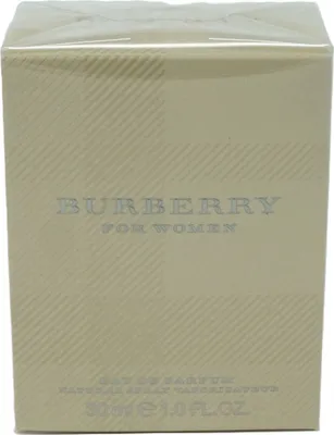A close-up shot of a Burberry perfume box.