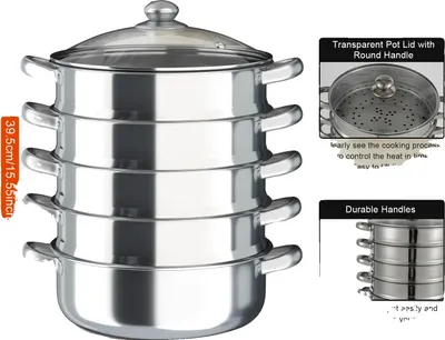 Obrázek produktu pro Parní vařič, Víceúrovňové provedení, Robustní nerezová ocel, Stříbrná barva