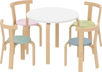 Produktbild von Fortuna Lai 5-teiliges Kindertisch- und Stuhlset, leichtes Massivholz, Bunt