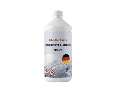 Produktbild von Ecoliquid Isopropylalkohol 99,9% IPA, 1 l; Entfettet, reinigt, desinfiziert; Einsatzbereiche: Gesundheitswesen, Veterinärmedizin, Haushalt, 3D-Druck, KI-generiertes Bild