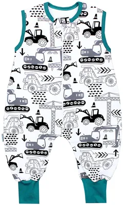 Produktbild von TupTam Sommer Schlafsack mit Füßen 0.5 TOG  e Materialien, Farbe: Bagger / Grün, Größe: 68-74