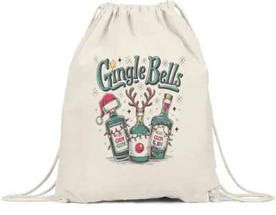 Produktbild von Gingle Bells Turnbeutel Weihnachten Gin Geschenkidee Weihnachtsfeier Deko