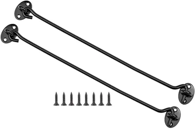 Produktbild von 2 Sturmhaken aus Edelstahl, 35 cm, Scheunentorhaken mit Schloss, Torhaken mit Ösenbolzen, Blockhaushaken mit Ösenbolzen, Schrankbolzen, drehbarer Fensterhaken