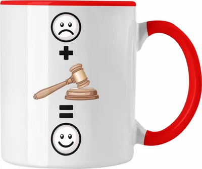 Produktbild von Trendation - Jura Richter Tasse Geschenk für Juristen  :( + Anwalt = :) Lustige Geschenkidee Geburtstag (Rot)