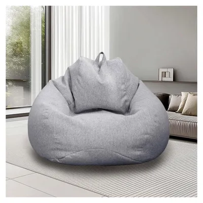 Produktbild von XL Sitzsack, Sitzsäcke für Outdoor & Indoor, Bean Bag für Erwachsene, Nur Bezug (Keine Füllung), 100 x 120 cm Gaming Sitzsack (Hellgrau)