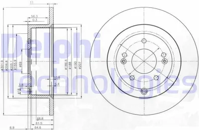 Produktbild von 2x DELPHI Bremsscheibe BG4136 für HYUNDAI SANTA FÉ II (CM) 71 5mm 302mm
