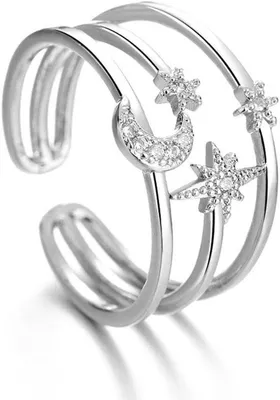 Image de Bague en argent pour femmes et filles, en forme de croissant de lune