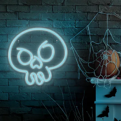 Image de Forever Light Néon PLEXI LED Tête de mort GRAFFITI turquoise Veilleuses FPNE15