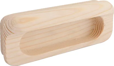 Zdjęcie produktu dla Wszystko w klamce Klamka Horkos szerokość 107mm, wnęka na klamkę drzwi przesuwnych wykonana z drewna, klamka muszlowa, surowy świerk