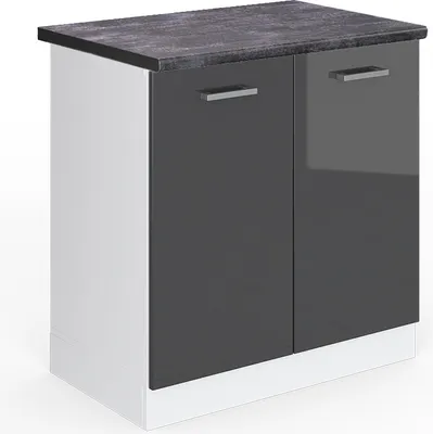 Produktbild von Spülenunterschrank Vicco R-Line Anthrazit Hochglanz 80 cm , AP Anthrazit, Model 46975