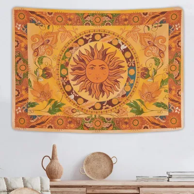 Imagen del producto de Tapiz de pared estilo bohemio, diseño mandala, 150 x 130 cm, ideal para dormitorios