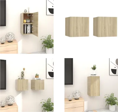Obrázok produktu pre vidaXL TV nástenné skrinky 2 ks Sonoma dub 30,5x30x30 cm - TV skrinka - TV skrinky - TV skrinky