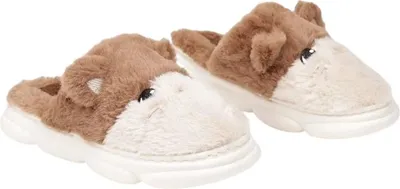 Produktbild von Damen Isoliert Hausschuhe Gefüttert Slippers mit Kätzchen Muster in Braun Gr.40/41