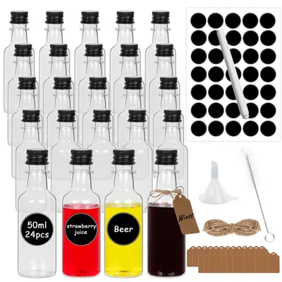 24 Mini-Plastikflaschen 50 ml mit Schraubdeckel, leer