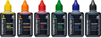 Immagine prodotto di Set di inchiostri per timbri Octopus Solvent per superfici lisce, inchiostro per timbri 6x 50 ml