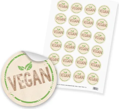 Produktbild von itenga 24x Sticker Vegan (Motiv 112) braun grün Papierstruktur